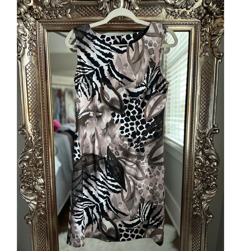 Connected Apparel Animal Print Fitted Sleeveless Knee Length Dress Size 10